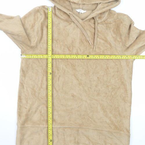 Cotton Traders Women Beige Pullover Hoodie Size 14 Corded Soft Warm Top