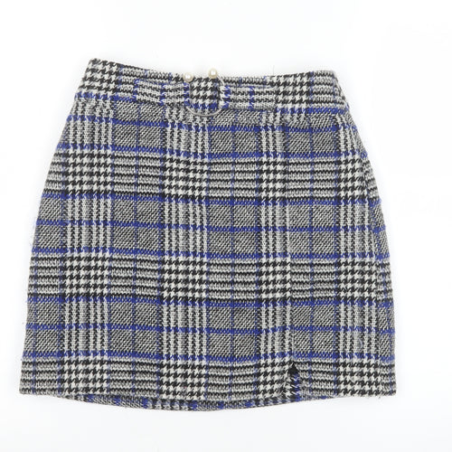 ASOS Women’s Blue Plaid Tweed Short Skirt UK 8 Lined Preppy Style