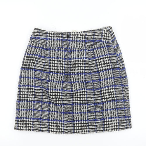 ASOS Women’s Blue Plaid Tweed Short Skirt UK 8 Lined Preppy Style