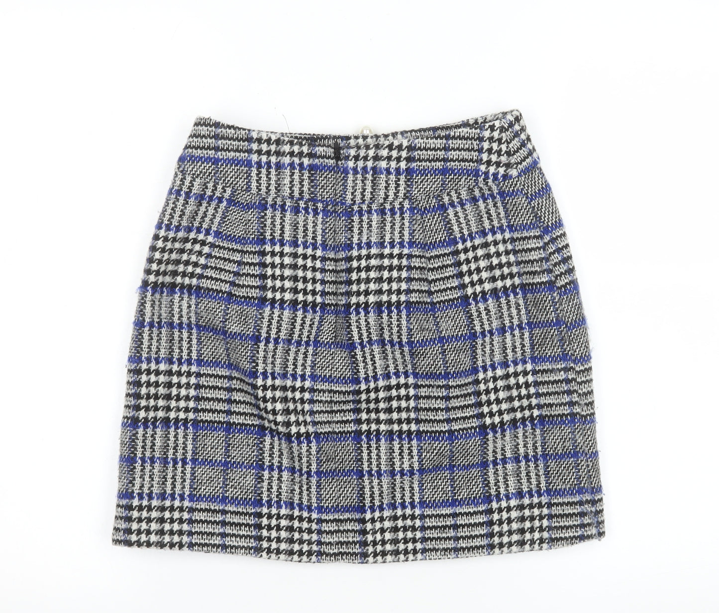 ASOS Women’s Blue Plaid Tweed Short Skirt UK 8 Lined Preppy Style