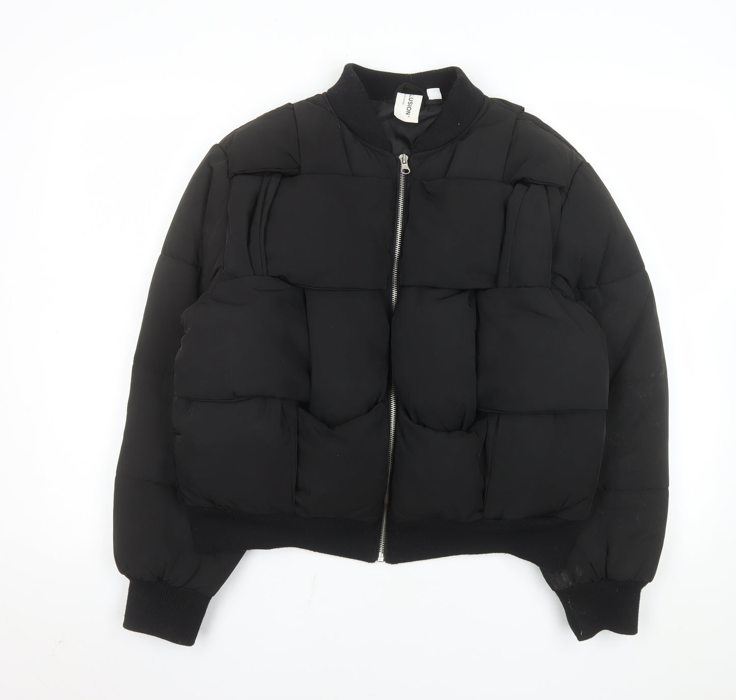 Collusion Women's Black Size 12 Puffer Bomber Jacket