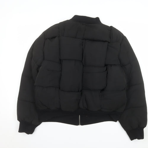 Collusion Women's Black Size 12 Puffer Bomber Jacket
