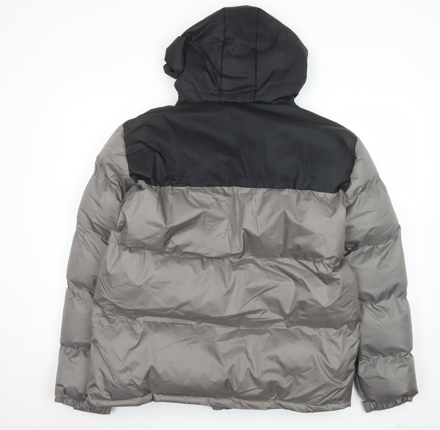 boohooMAN Men’s Grey Black Hooded Puffer Jacket 2XL Winter Coat