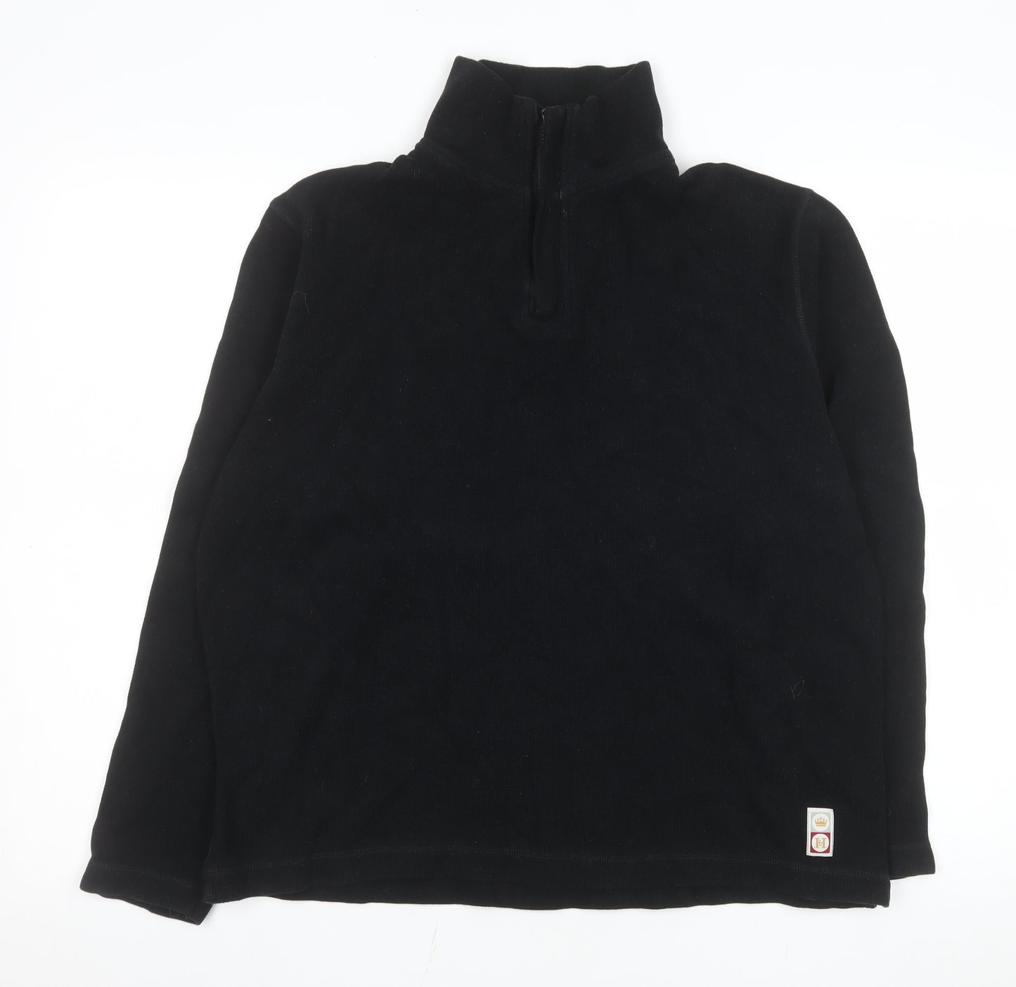 H.L Men’s Black 1/4 Zip Cotton Fleece Pullover Sweatshirt Size S