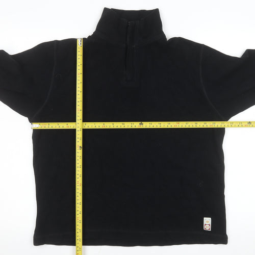 H.L Men’s Black 1/4 Zip Cotton Fleece Pullover Sweatshirt Size S