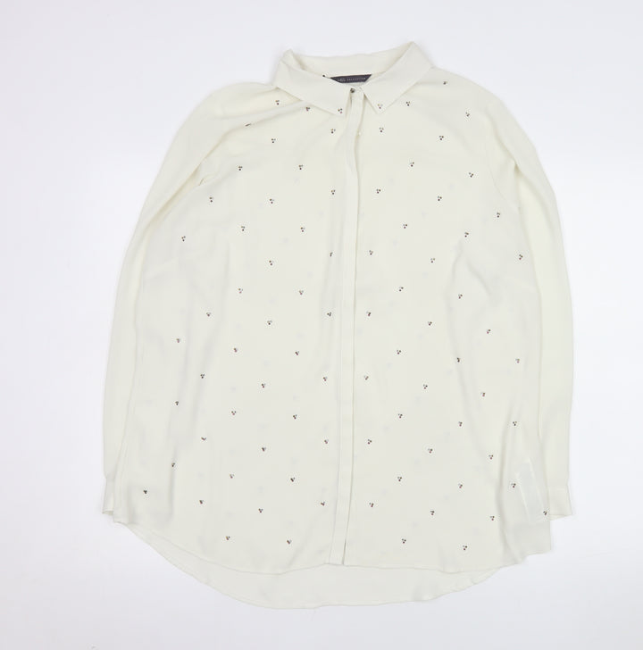 Marks and Spencer Women Ivory Collared Long Sleeve Blouse UK 18