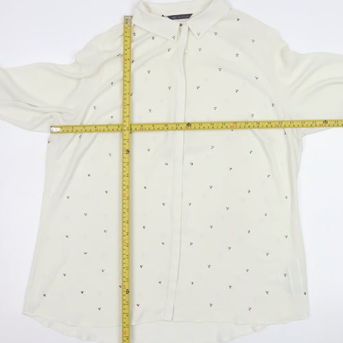 Marks and Spencer Women Ivory Collared Long Sleeve Blouse UK 18