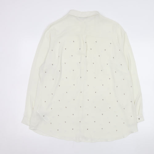Marks and Spencer Women Ivory Collared Long Sleeve Blouse UK 18