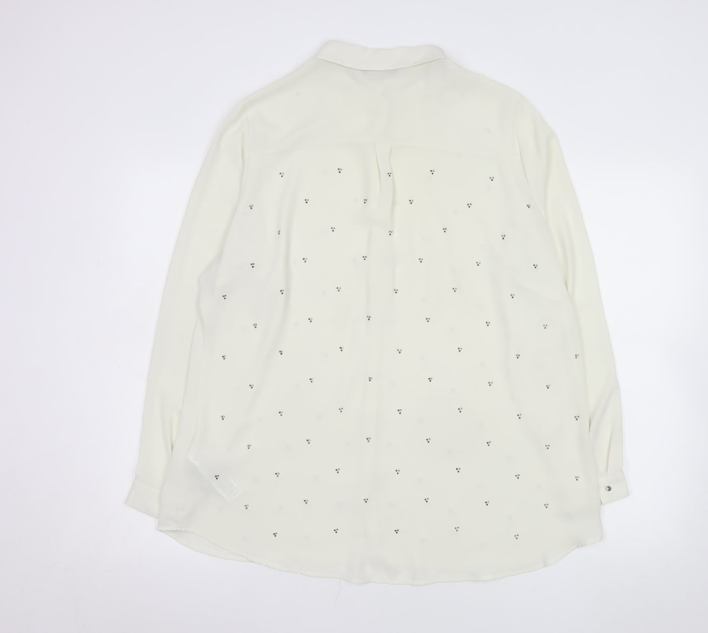 Marks and Spencer Women Ivory Collared Long Sleeve Blouse UK 18