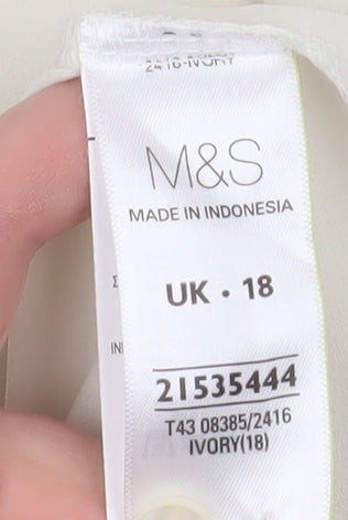 Marks and Spencer Women Ivory Collared Long Sleeve Blouse UK 18
