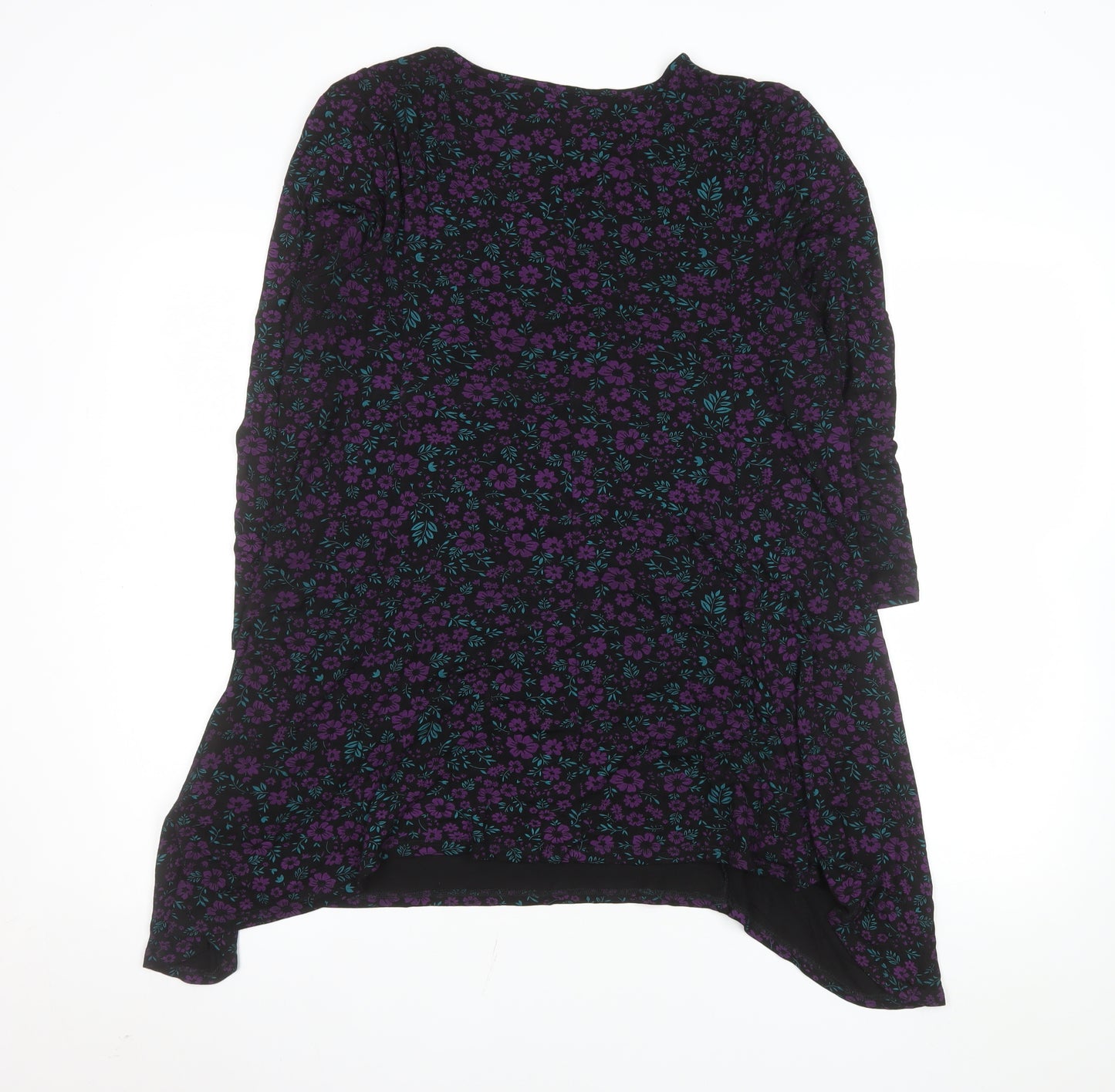 Roman Women Black Floral A-Line Dress Size 20 Long Sleeve