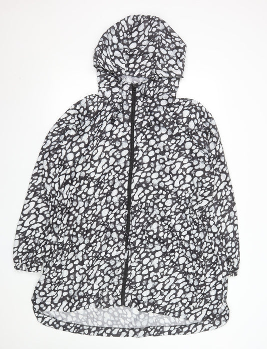 Marks and Spencer Women's Black Animal Print Hooded Rain Jacket XL