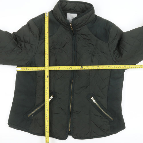 TU Women’s Black Quilted Jacket Size 16 Mid-Length Zip Polyester