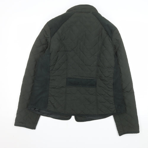 TU Women’s Black Quilted Jacket Size 16 Mid-Length Zip Polyester