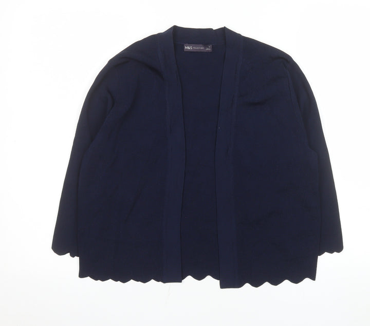 Marks and Spencer Women’s Blue Size 12 Open Front Long Sleeve Cardigan