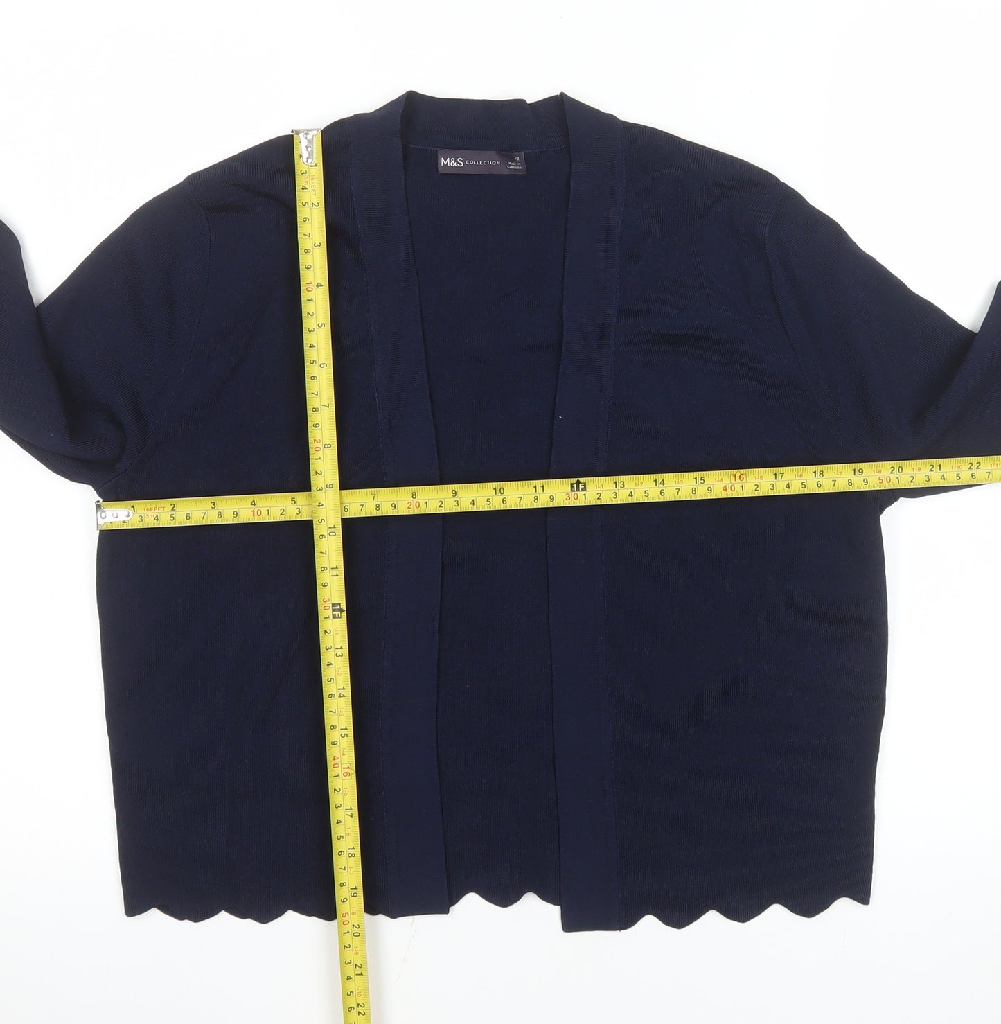 Marks and Spencer Women’s Blue Size 12 Open Front Long Sleeve Cardigan