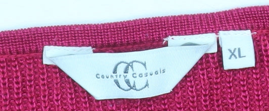 Country Casuals Women's Pink V-Neck Sleeveless Knit Jumper XL