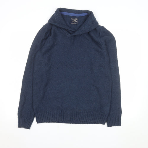 Abercrombie & Fitch Men’s Blue V-Neck Cotton Blend Pullover Jumper M