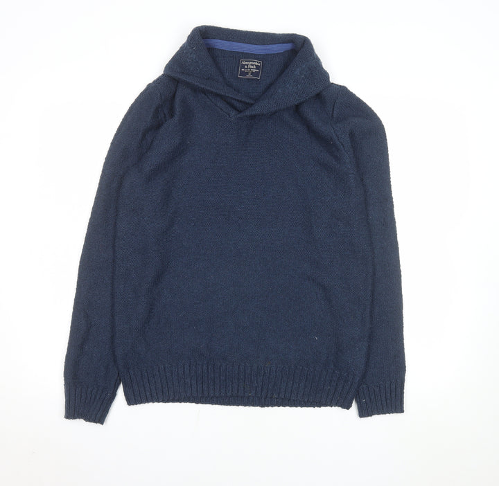 Abercrombie & Fitch Men’s Blue V-Neck Cotton Blend Pullover Jumper M