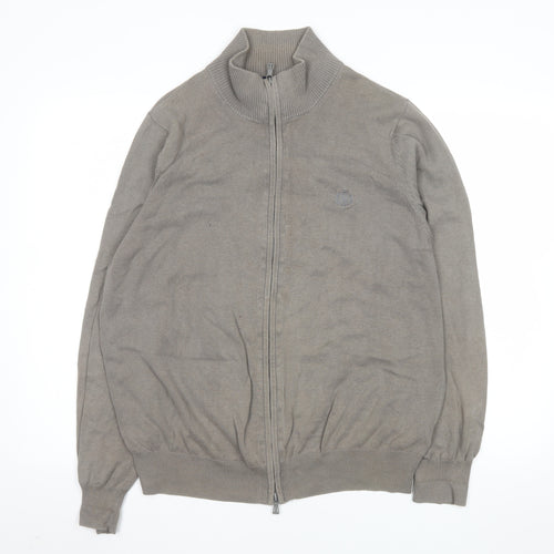 Henri Lloyd Men’s Grey Cotton Full Zip Knit Jacket Size L