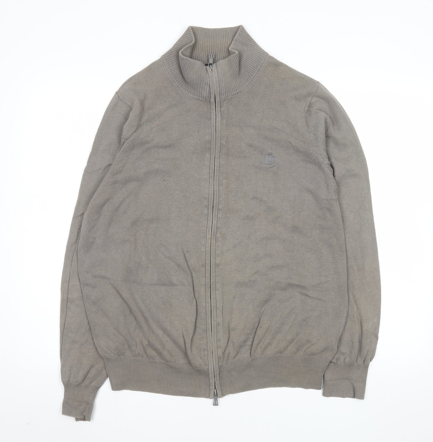 Henri Lloyd Men’s Grey Cotton Full Zip Knit Jacket Size L