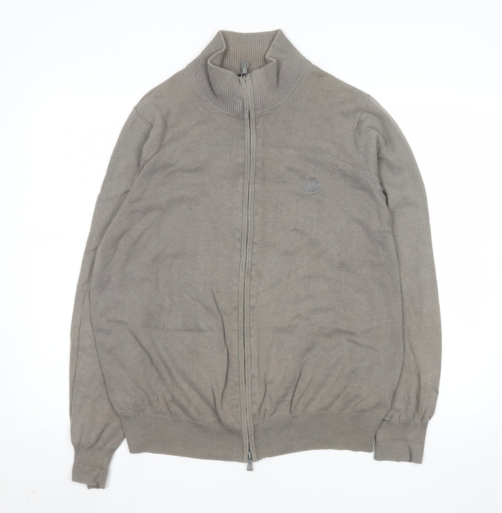 Henri Lloyd Men’s Grey Cotton Full Zip Knit Jacket Size L