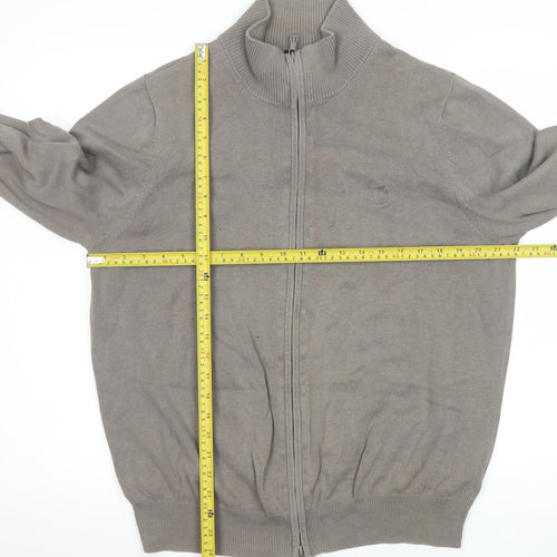 Henri Lloyd Men’s Grey Cotton Full Zip Knit Jacket Size L