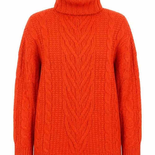 Marks and Spencer Women’s Orange Roll Neck Cable Knit Jumper Size S