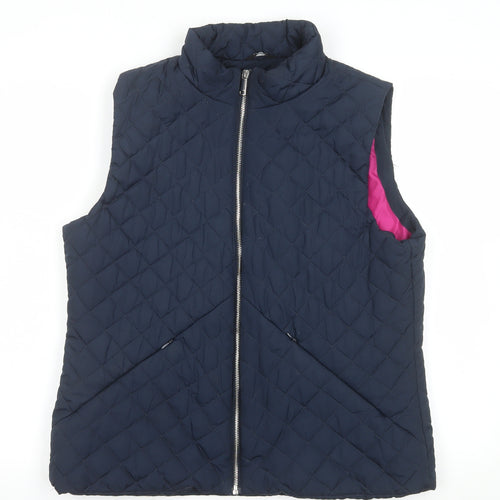 M&Co Women's Blue Quilted Padded Waistcoat UK14 Regular Fit