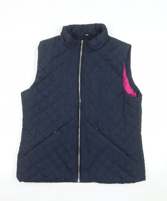 M&Co Women's Blue Quilted Padded Waistcoat UK14 Regular Fit