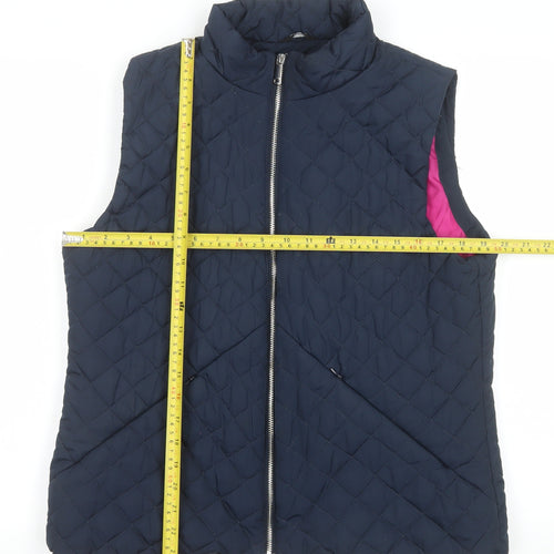 M&Co Women's Blue Quilted Padded Waistcoat UK14 Regular Fit