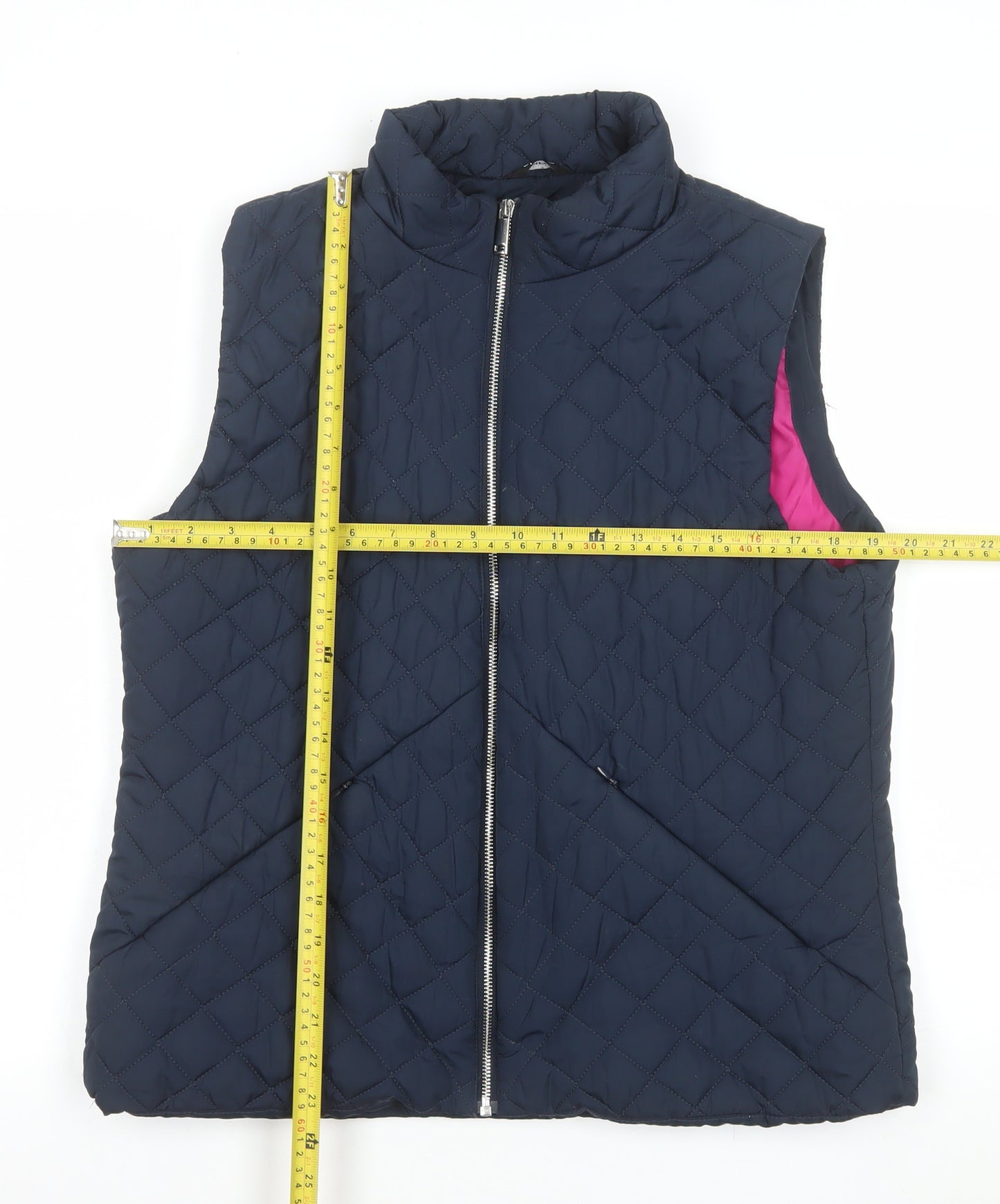 M&Co Women's Blue Quilted Padded Waistcoat UK14 Regular Fit
