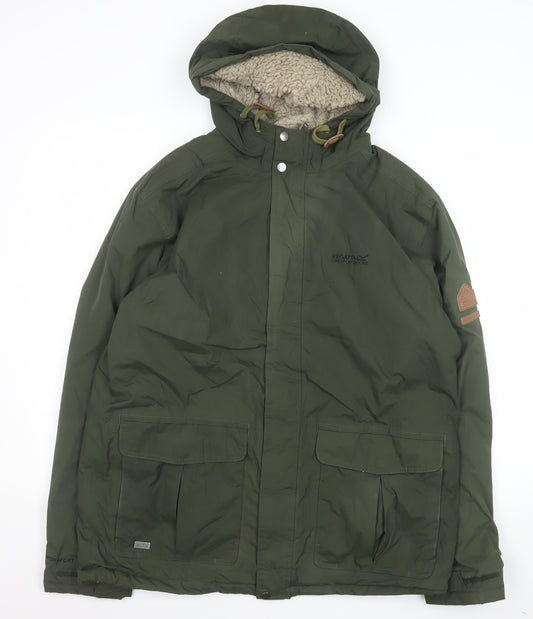 Regatta Mens Green Hooded Lined Parka Jacket Size L
