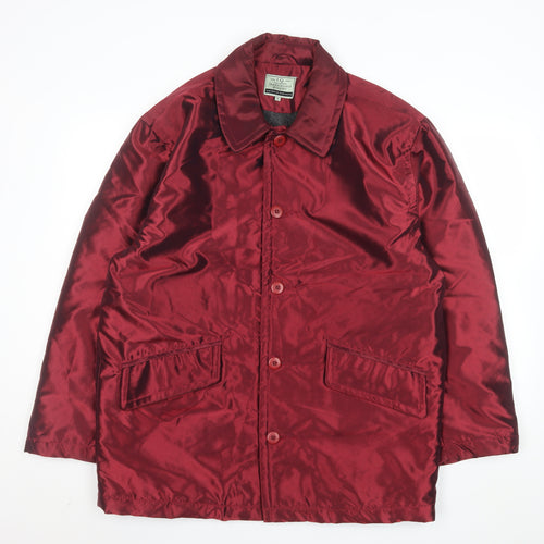 I.Q. Men's Red Mid-Length Button Overcoat Size S 38in Wool Lined