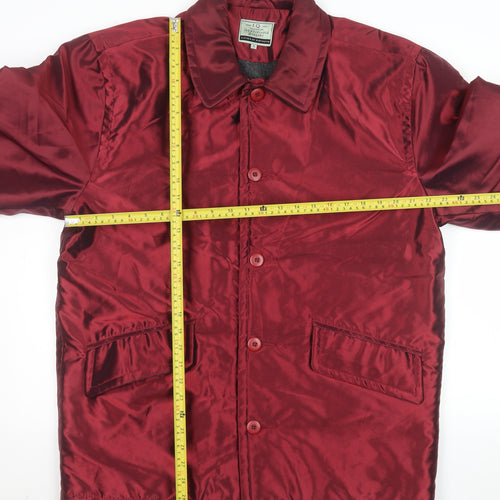 I.Q. Men's Red Mid-Length Button Overcoat Size S 38in Wool Lined