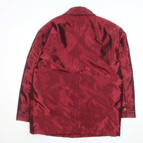 I.Q. Men's Red Mid-Length Button Overcoat Size S 38in Wool Lined