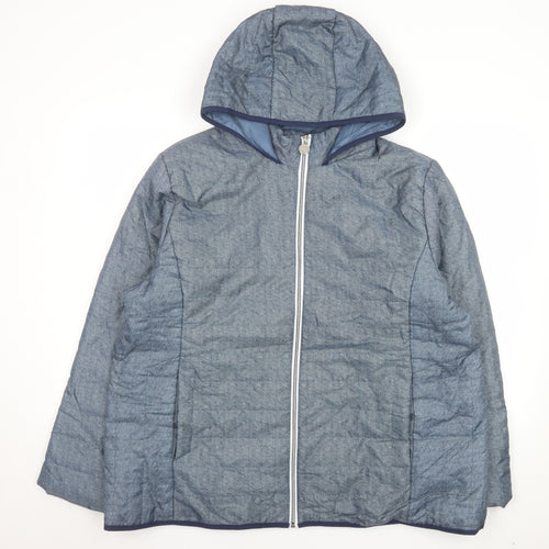 Nathalie Andersen Women's Blue Hooded Full Zip Puffer Jacket XL