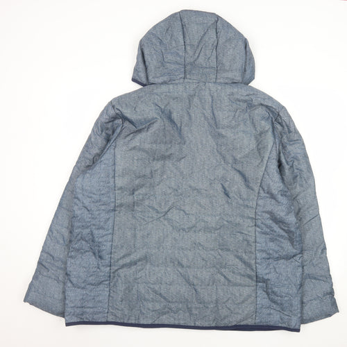Nathalie Andersen Women's Blue Hooded Full Zip Puffer Jacket XL