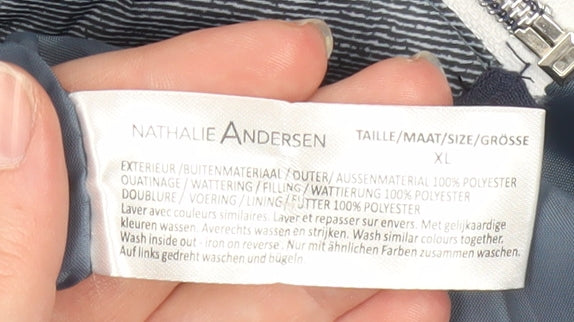 Nathalie Andersen Women's Blue Hooded Full Zip Puffer Jacket XL