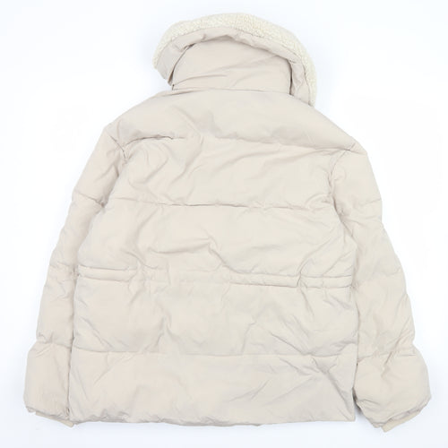 Primark Women’s Beige XS Puffer Jacket with Faux Shearling Collar