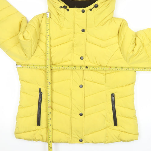 Primark Women's Yellow Puffer Jacket Hooded Size M 12/14