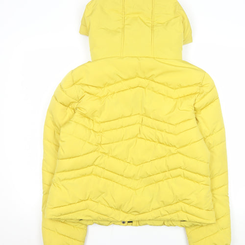Primark Women's Yellow Puffer Jacket Hooded Size M 12/14
