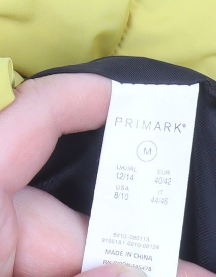 Primark Women's Yellow Puffer Jacket Hooded Size M 12/14