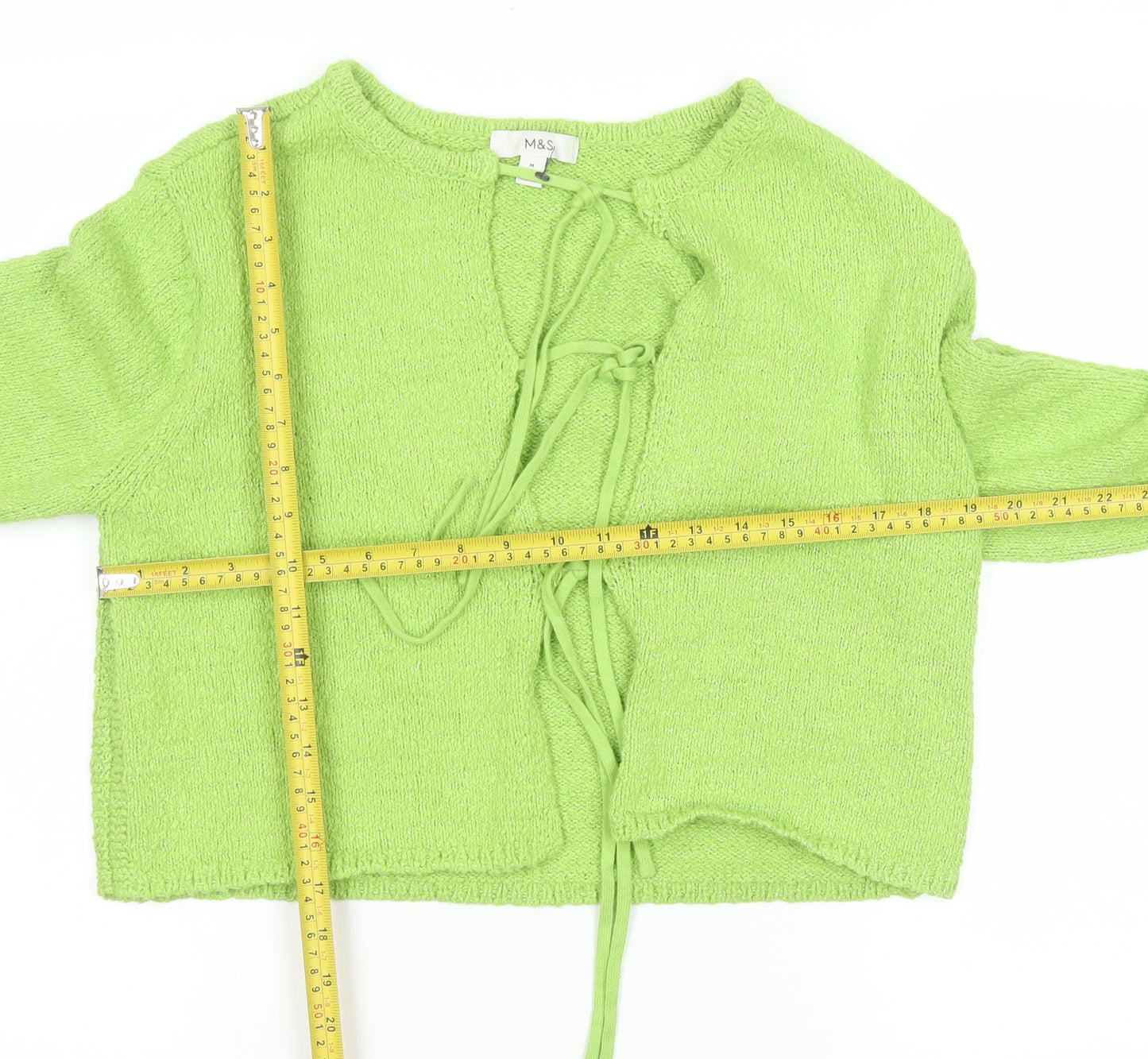 Marks and Spencer Women Green M Tie Front Knit Cardigan Jumper