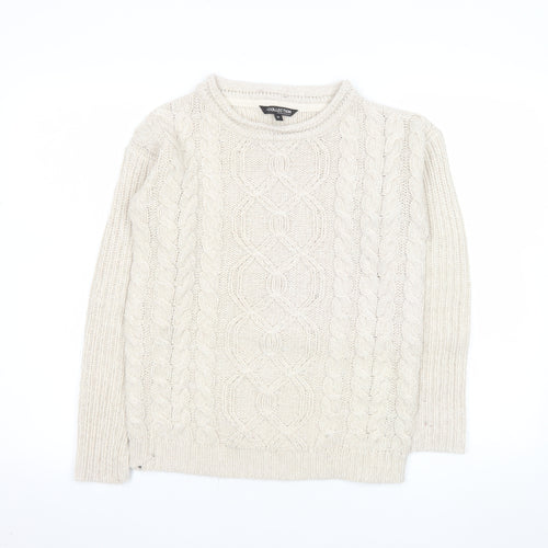 Debenhams Women Ivory Cable Knit Crew Neck Jumper Size 10