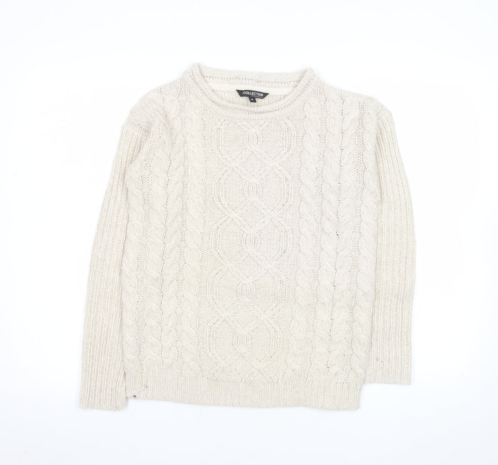 Debenhams Women Ivory Cable Knit Crew Neck Jumper Size 10