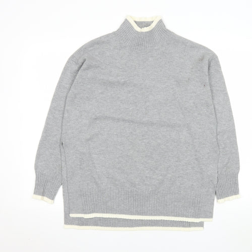 Amara Reya Womens Grey Mock Neck Long Sleeve Knit Jumper Size S