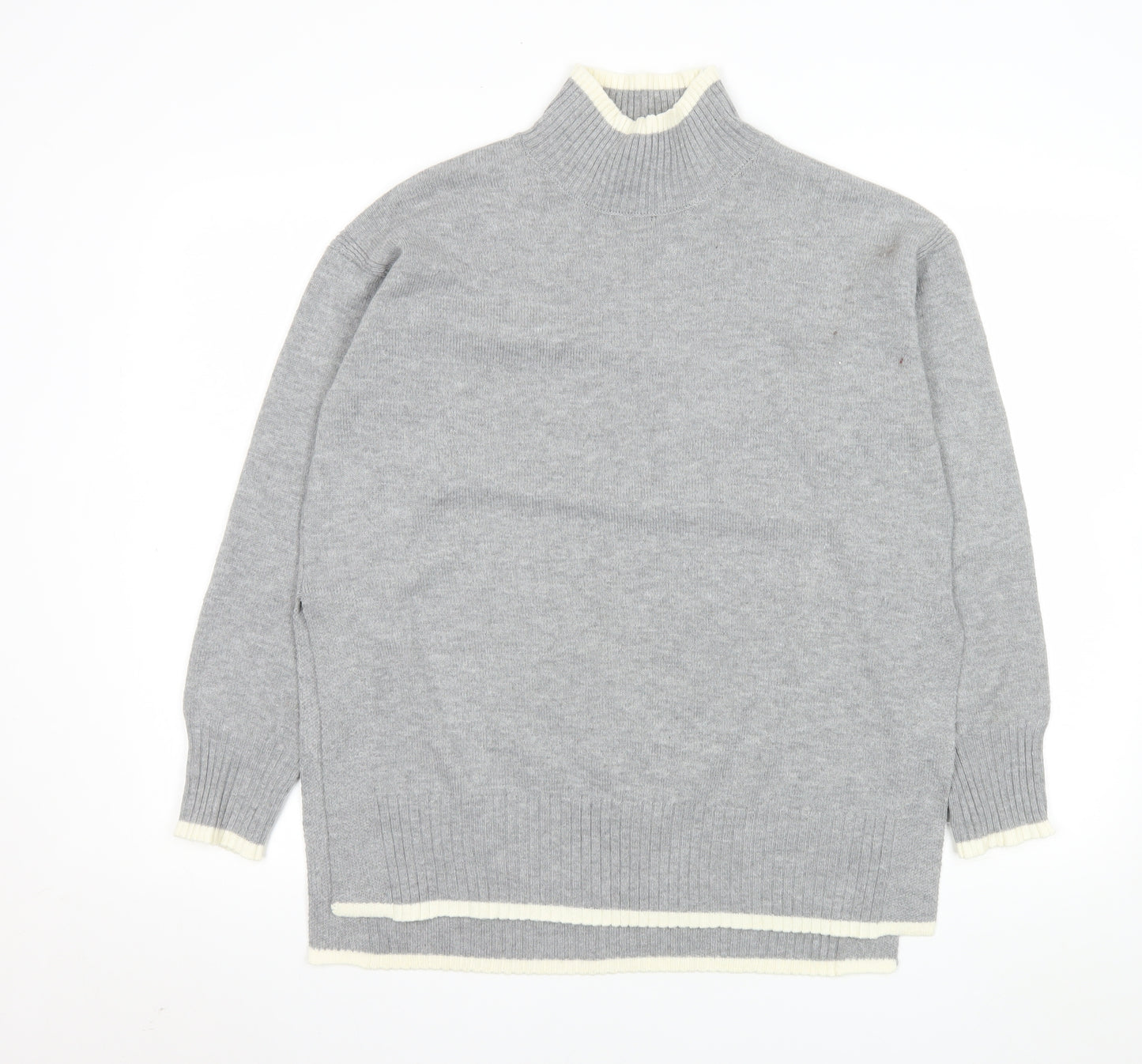 Amara Reya Womens Grey Mock Neck Long Sleeve Knit Jumper Size S