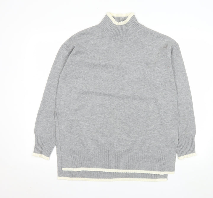 Amara Reya Womens Grey Mock Neck Long Sleeve Knit Jumper Size S