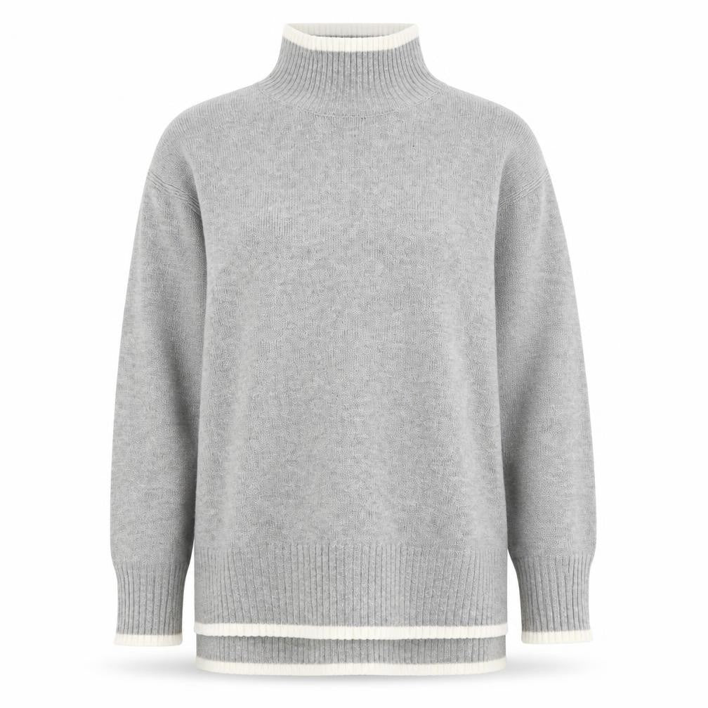 Amara Reya Womens Grey Mock Neck Long Sleeve Knit Jumper Size S